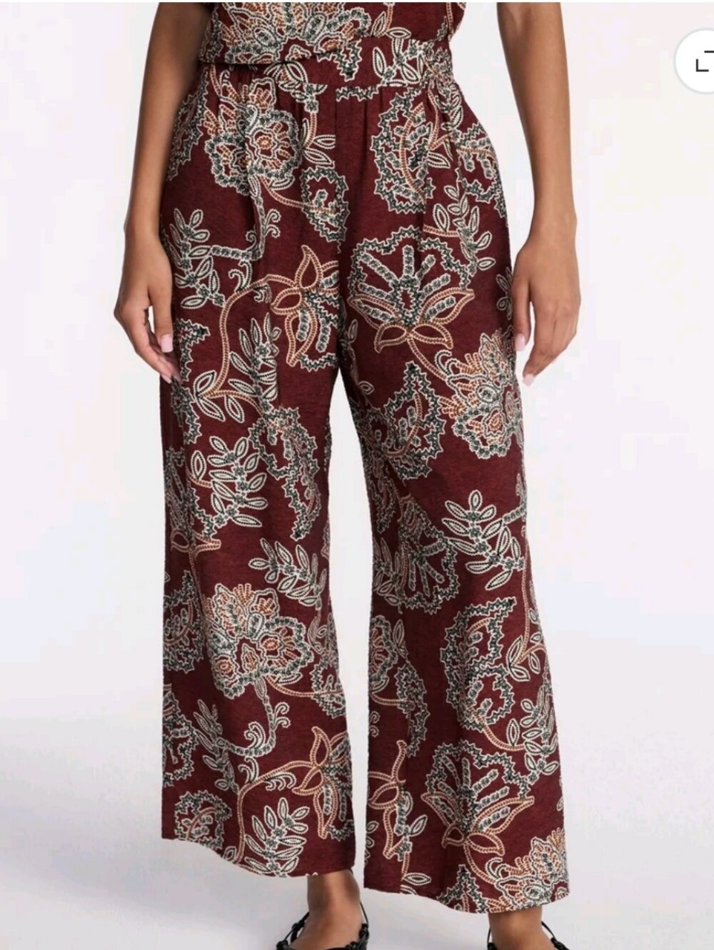 Time and Tru Women's Wide Leg Print Pants, Size Large NWT